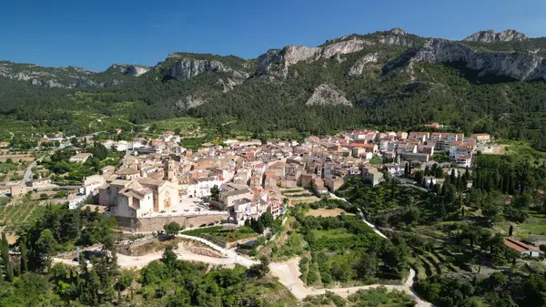 İspanya 'nın Katalunya kentindeki Rivera d' Ebre kasabasının hava manzarası