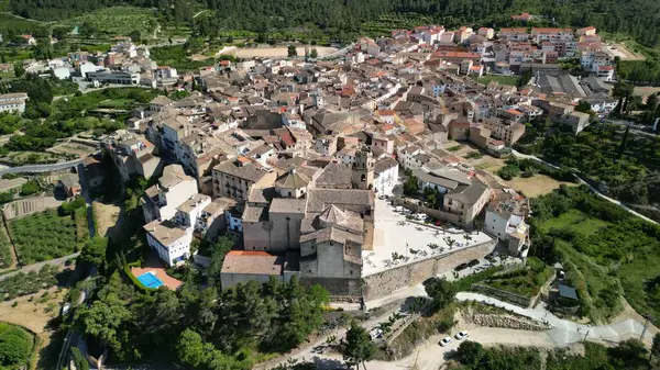 İspanya 'nın Katalunya kentindeki Rivera d' Ebre kasabasının hava manzarası