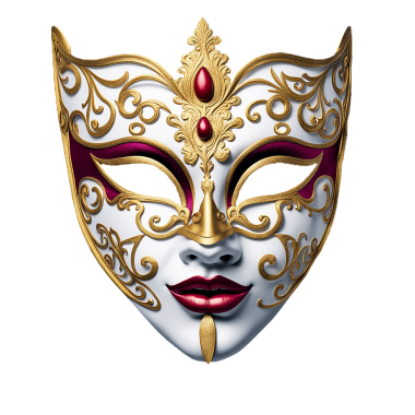 Beyaz ve altın rengi Venedik maskesi, kırmızı gözlü bir opera karnavalı maskesi beyaz, Venedik karnaval altın maskesi, opera maskesi PNG dosyası, beyaz arka planda karnaval maskesi.