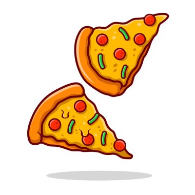 tasty fast food vector illustration. cartoon character with slice of pizza.