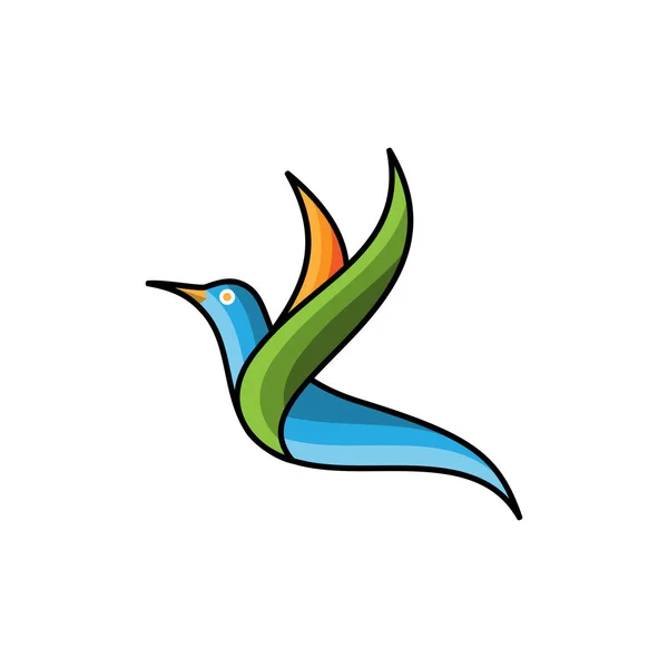 Kuş Logosu Renkli Tasarım Çizimi — Stok Vektör