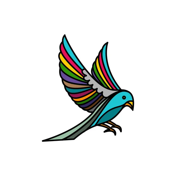 Kuş Logosu Renkli Tasarım Çizimi — Stok Vektör