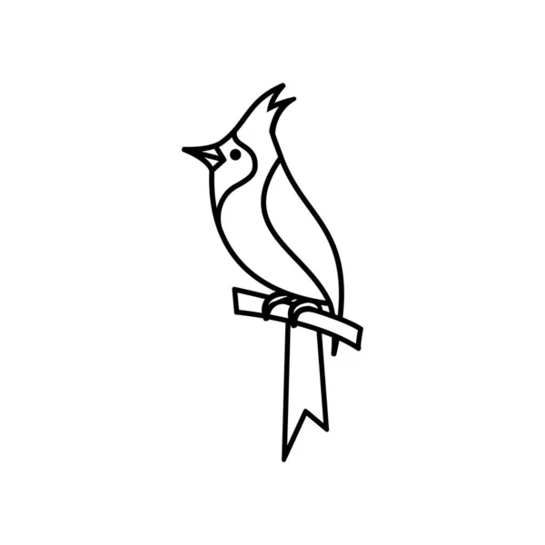 Cardinal Bird Monoline Icon Vector — Stock Vector