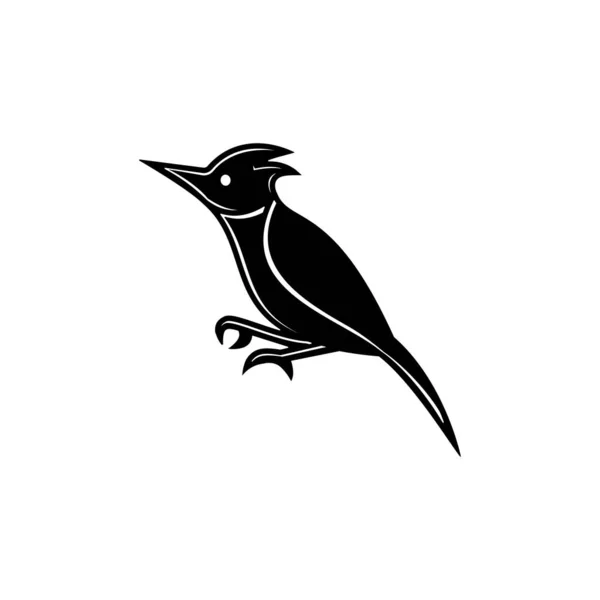 Vogel Silhouette Des Vogels Isoliert Auf Weißem Hintergrund — Stockvektor