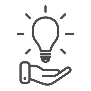 Fikir kavramı. Eldeki ampul, beyaz arkaplanda izole edilmiş.