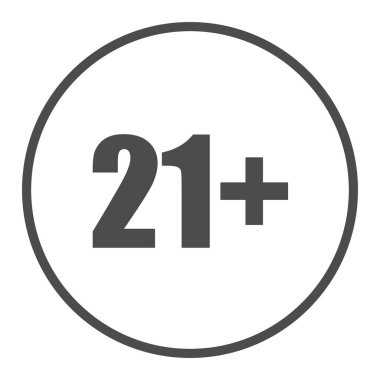 Yirmibir artı düz stil simge. Beyaz izole edilmiş arka planda 21 vektör çizimi. Sansürlü iş kavramı.