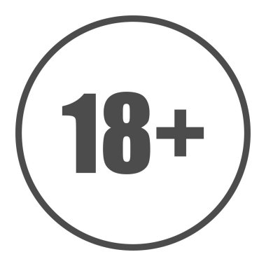 Artı 18 Film Sembol Simgesi Simge Vektör İllüstrasyonu, beyaz arkaplanda