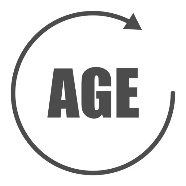 Yaş simgesi tasarımı. Vektör çizimi. Ok sembolü. Beyaz arkaplanda yaş sınırı kavramı