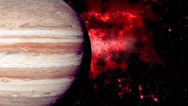 木星的行星大气层被黑色背景隔离 太阳大气层被黑色背景隔离 现实的木星表面 物体在运动 木星在太空中的自转 木星4K — 图库视频影像