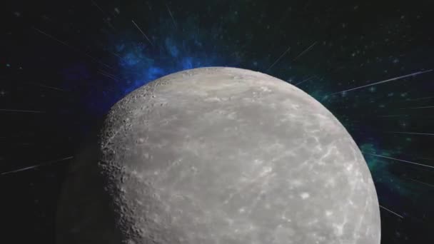水星的大气层在黑色背景上被隔离 太阳的大气层在黑色背景上被隔离 现实的水星表面 物体在运动 水星在太空中的自转 水星4K — 图库视频影像
