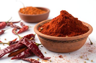 Kırmızı kırmızı biber, canlı kırmızı baharat ve sıcak yemek malzemesi.