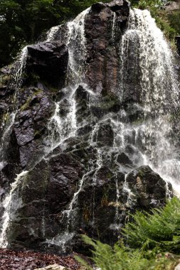 Mountain waterfall. Waterfall in the mountains in summer. Rocks. High quality photo clipart