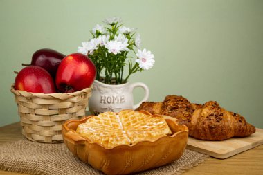 Waffle evde yapıldı. Ev yapımı kekler. Yüksek kalite fotoğraf