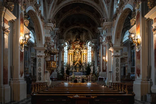 Varna Bolzano Itália Janeiro 2022 Interior Catedral Abadia Novacella — Fotografia de Stock