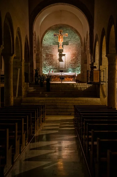 Interiör Den Gamla Kyrkan Bevagna Italien — Stockfoto