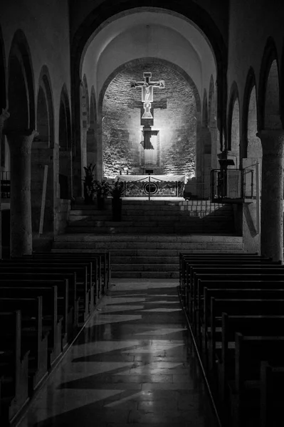 Interior Antigua Iglesia Bevagna Italia —  Fotos de Stock