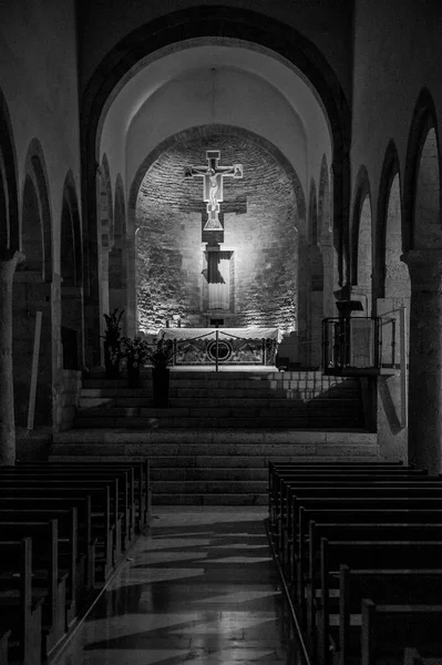 Interior Antigua Iglesia Bevagna Italia —  Fotos de Stock