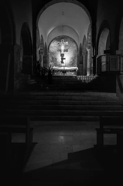 Wnętrze Starego Kościoła Bevagna Włochy — Zdjęcie stockowe