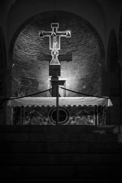 Wnętrze Starego Kościoła Bevagna Włochy — Zdjęcie stockowe