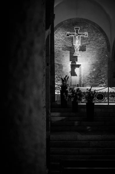 Interiér Starého Kostela Bevagna Itálie — Stock fotografie