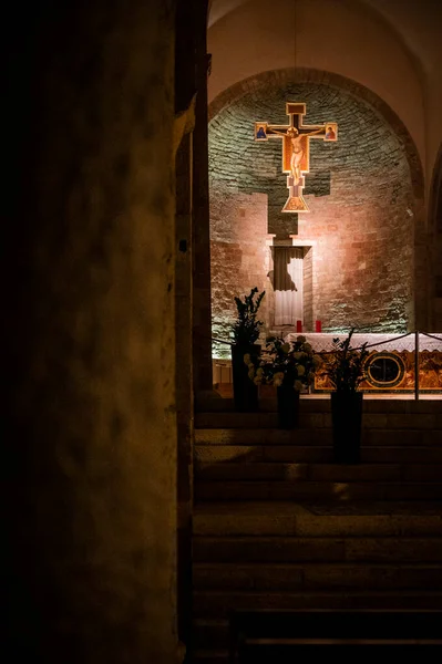 Interior Antigua Iglesia Bevagna Italia — Foto de Stock