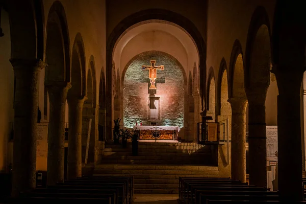 Intérieur Ancienne Église Bevagna Italie — Photo