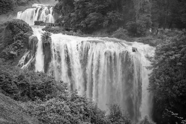 Zwart Wit Foto Van Cascata Delle Marmore Marmore Falls Een — Stockfoto