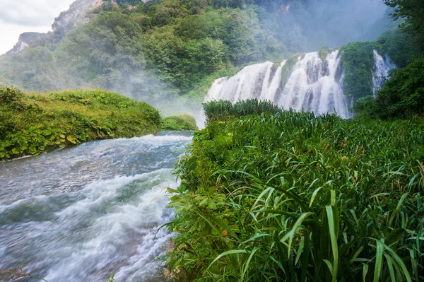 Cascata Delle Marmore Marmore Falls Ett Konstgjort Vattenfall Skapat Antika — Stockfoto