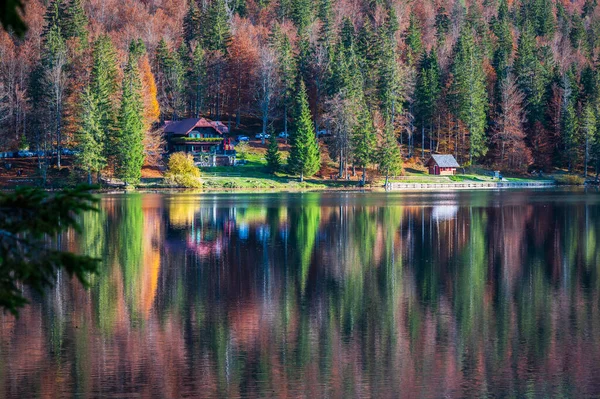 Beautiful Fusine Lakes Fall Season Friuli Venezia Giulia Region Italy — Stock Photo, Image