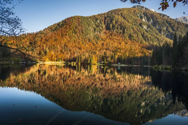 Beaux Lacs Fusine Automne Région Frioul Vénétie Julienne Italie — Photo