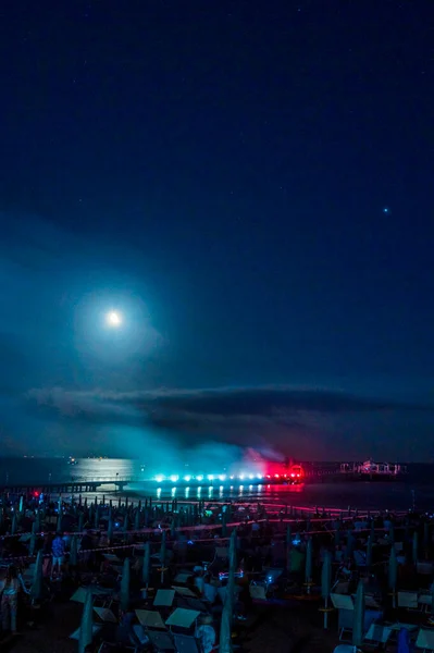 Cielo Nocturno Sobre Mar Cerca Lignano Sabbiadoro Italia — Foto de Stock