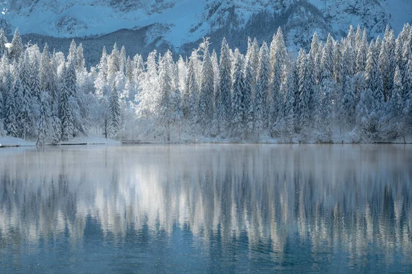 Beautiful Winter Landscape Fusine Lakes Italy Royalty Free Stock Images