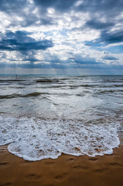 stock image beautiful sea waves on sandy  beach