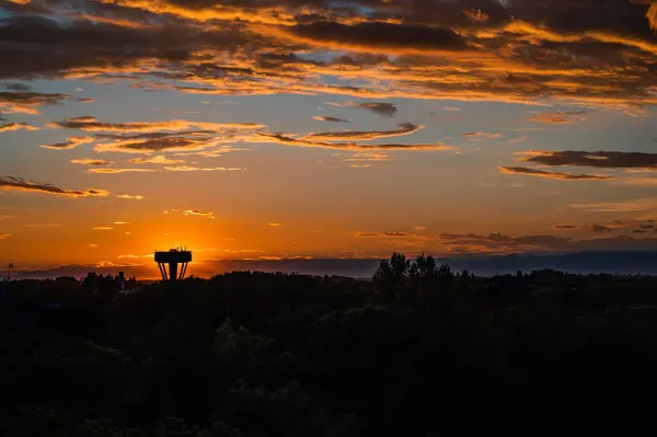 Piękny Zachód Słońca Niebo Chmurami Dramatyczne — Zdjęcie stockowe