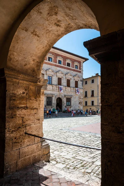 Talya Montepulciano Haziran 2022 Montepulciano Şehrinin Ortaçağ Mimarisi — Stok fotoğraf