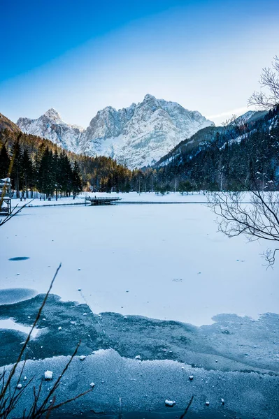 Winterbesinnung Und Märchenhäuser Kranjska Gora Slowenien — Stockfoto