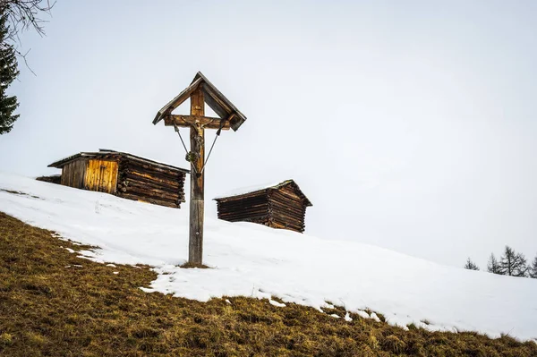 Pintoresca Toma Nieve Val Alta Val Badia Tirol Del Sur —  Fotos de Stock