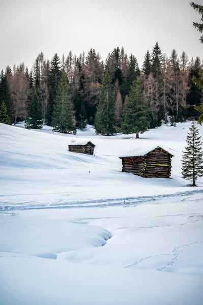 Mooie Foto Van Besneeuwde Val Alta Val Badia Zuid Tirol — Stockfoto