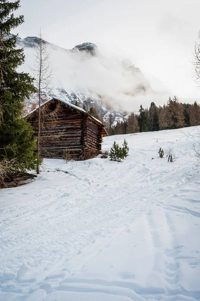 意大利南蒂罗尔Alta Val Badia的La Val雪地风景照片 — 图库照片