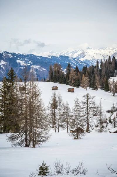 Vista Panoramica Sulla Neve Val Alta Val Badia Alto Adige — Foto Stock