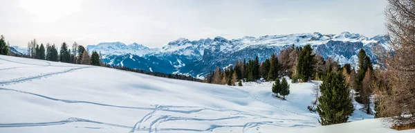 Landschaftsaufnahme Des Schneebedeckten Val Alta Val Badia Südtirol Italien — Stockfoto