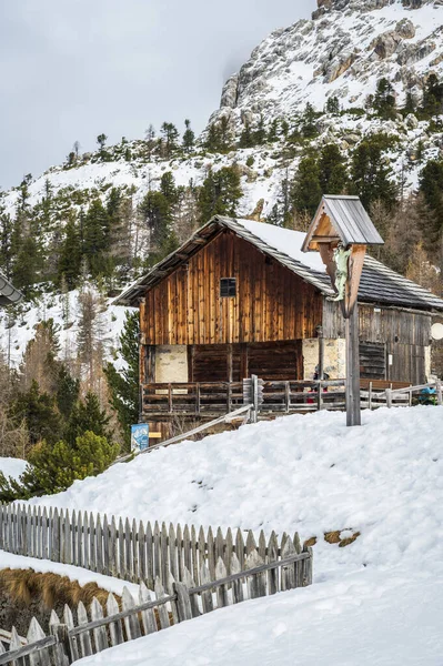 Szenische Aufnahme Des Schneebedeckten Val Alta Val Badia Südtirol Italien — Stockfoto