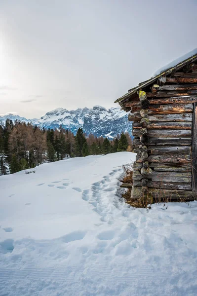 Mooie Foto Van Besneeuwde Val Alta Val Badia Zuid Tirol — Stockfoto