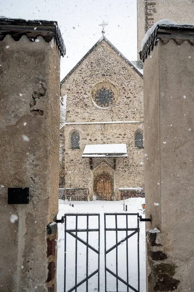 stock image scenic shot of ancient cathedral at San Candido, Italy