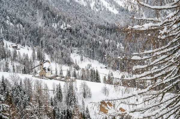 Pintoresca Toma Hermosas Chozas Madera Cubiertas Nieve Sauris Provincia Udine —  Fotos de Stock