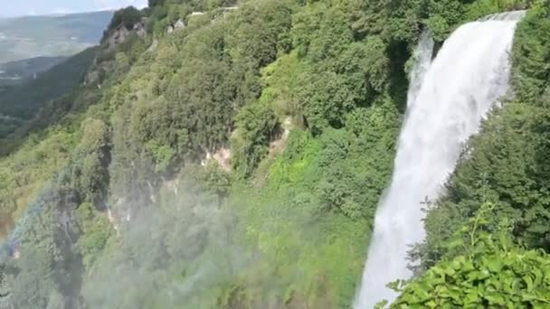 Die Majestät Des Marmore Wasserfalls Traumumbrien — Stockvideo