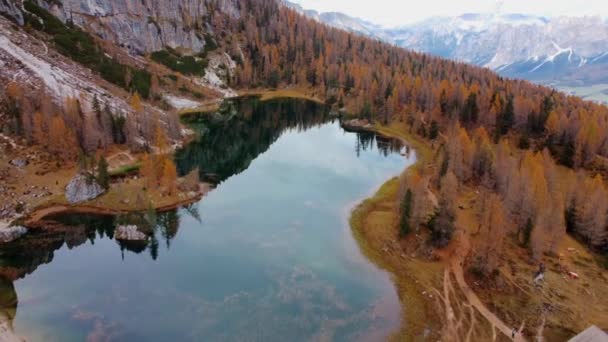Jezero Federa Pánev Cortina Majestátní Divoké Dolomity — Stock video