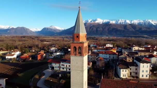 Mittelfriaulische Dörfer Von Oben Gesehen Zwischen Hügeln Und Bergen Raspano — Stockvideo