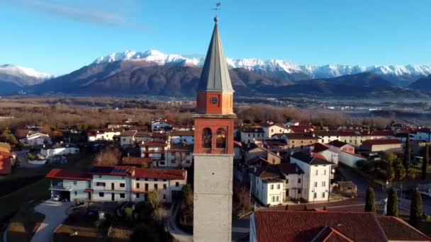 Central Friuli Dorpen Van Bovenaf Gezien Tussen Heuvels Bergen Raspano — Stockvideo