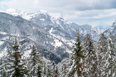 Sauris di Sotto 'da kış. İtalya 'da kar büyüsü
